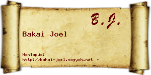 Bakai Joel névjegykártya